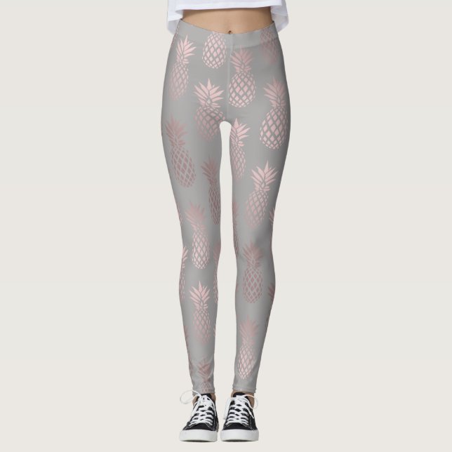 Legging Ouro cor-de-rosa feminino elegante & teste padrão (Frente)