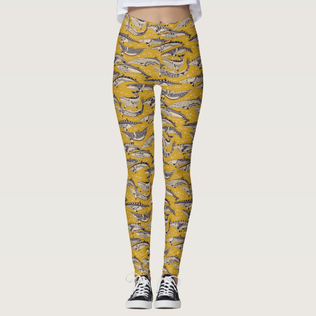 Legging ouro de baleias minadas (Frente)