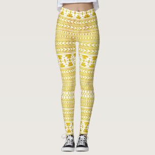 Legging Ouro elegante e tribal asteca branco