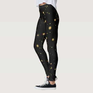 Legging Ouro - Estrelas Amarelas - Noite Preta