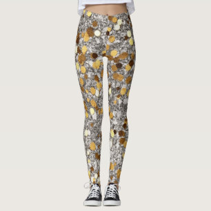 Legging Ouro festivo misturado com Anos novos