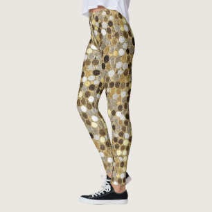 Legging Ouro festivo misturado com Anos novos