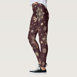 Legging Ouro Frost: Festivo Floco de Neve Maravilha