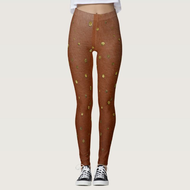 Legging Ouro Glint: Perninhas Marrons Estimulantes"? (Frente)