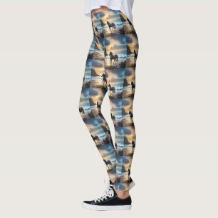 Legging Ouro Grace: Um Cavalo de Palomino na praia Sunset