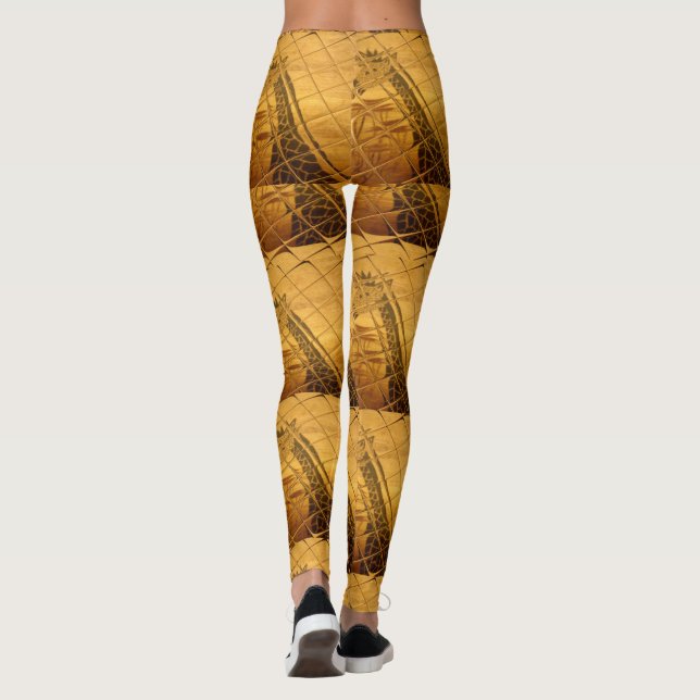 Legging Ouro Infinito Girafa Animal Motif Art Impressão (Verso)