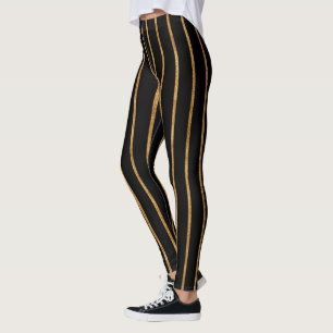 Legging ouro legal padrão de stripes cósmicas preto