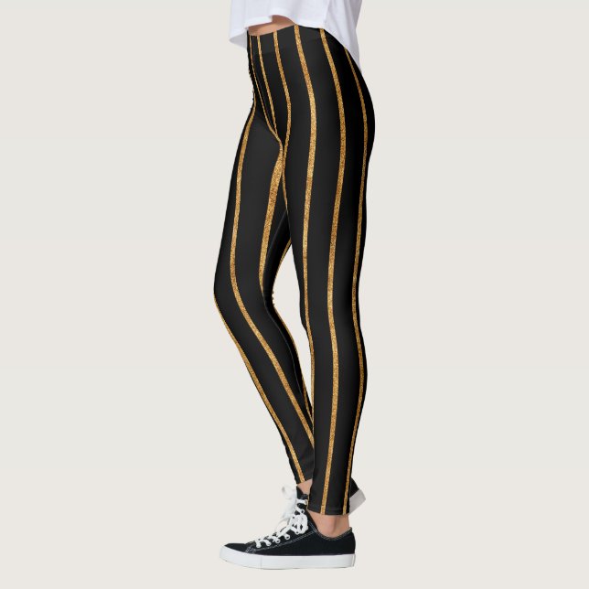 Legging ouro legal padrão de stripes cósmicas preto (Esquerda)