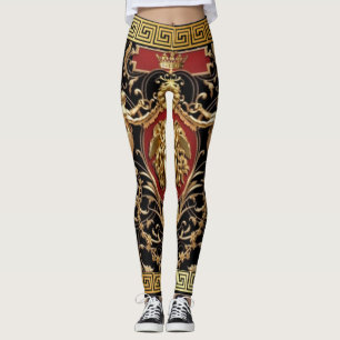 Legging Ouro Medusa e Seraphus Black, Dourado e Red