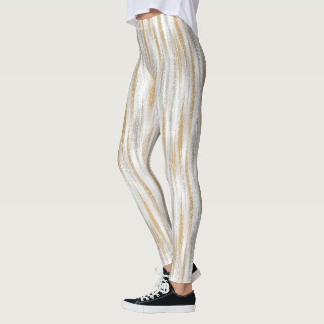 Legging Ouro Prata Chic Glam Glitzy Listras (Esquerda)