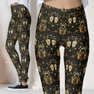 Legging Ouro Preto Art Déco Escaravelho Egípcio