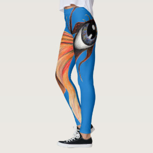 Legging Ouro Surreal Goldfish Fantasy Arte Original