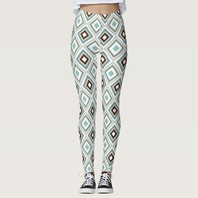 Legging Ouros Retro Turquesa Marrom (Frente)