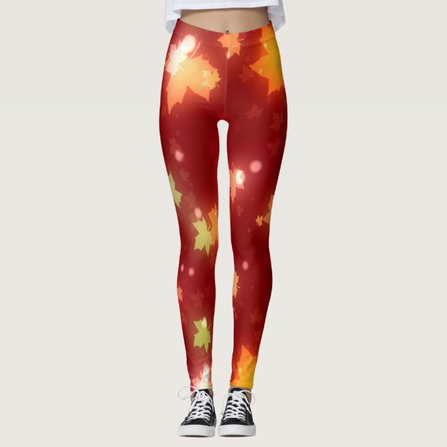 Legging Outono das Folhas de Halloween (Frente)