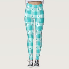 Legging Ovarian Cancer Awareness Plaid Teal Ribbon