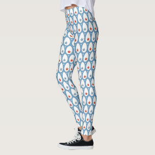 Legging Ovos de frango Vermelho Branco Azul Estrelas Fazen