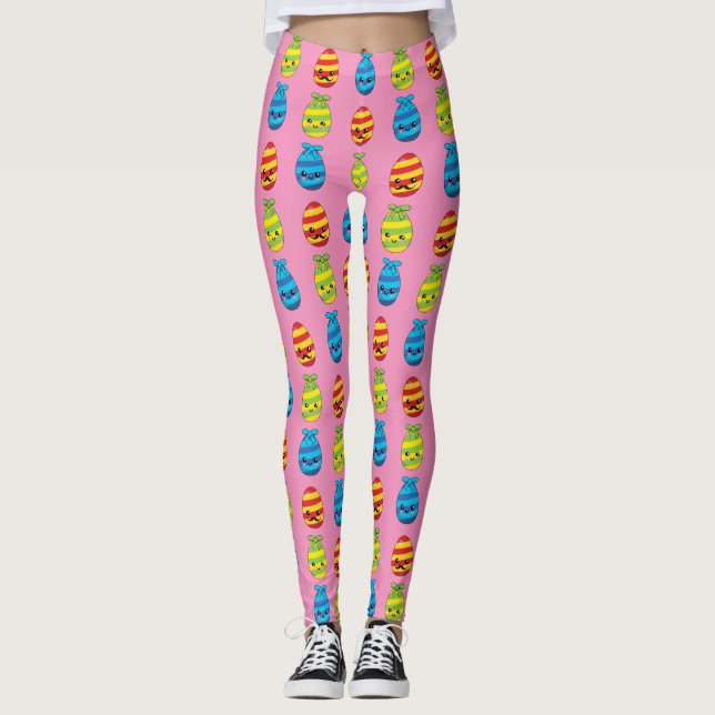 Legging Ovos de Páscoa de Kawaii com fitas (Frente)