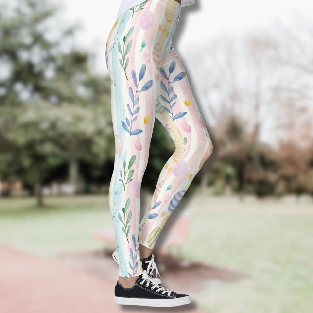 Legging Ovos de Páscoa em Listras de Aquarela Pastel Elega (Criador carregado)