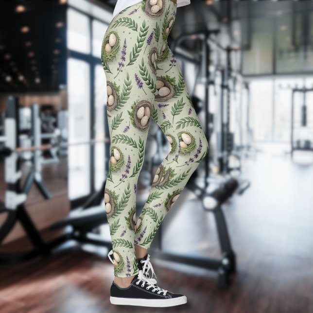 Legging Ovos de Páscoa Verde Simples em um Ninho de Lavand (Criador carregado)
