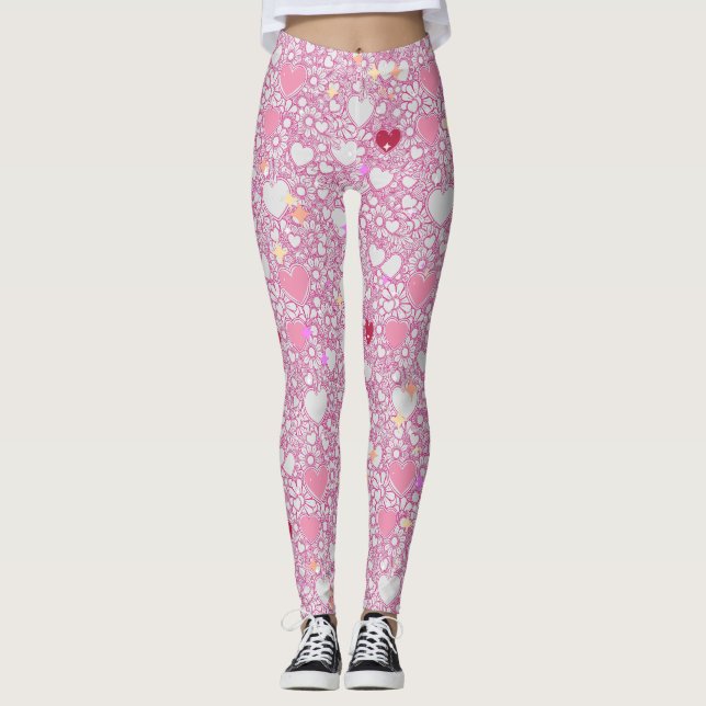 Legging Padrão 01 de Corações Esbranquiçado BG (Frente)