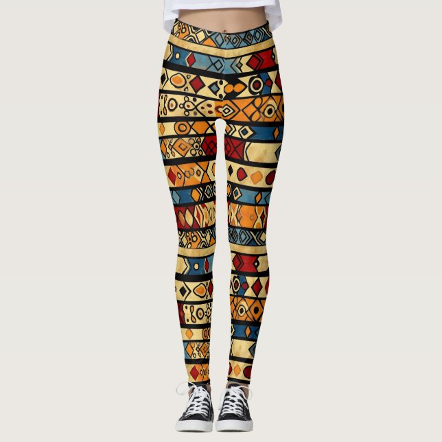 Legging Padrão Abstrato africano colorida (Frente)