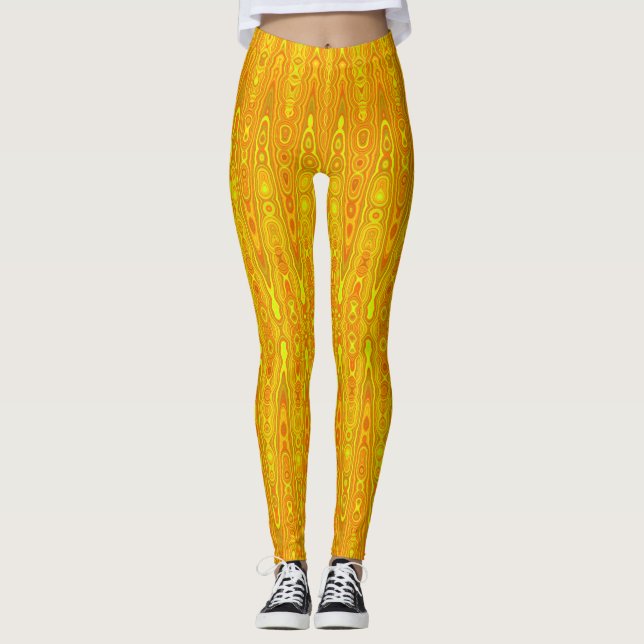 Legging Padrão abstrato amarelo (Frente)