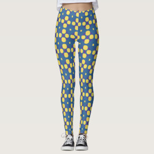 Legging Padrão Abstrato amarelo e azul com polígonos