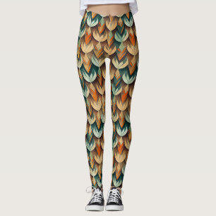 Legging Padrão Abstrato Art Déco Luxo Dourado Verde Teal