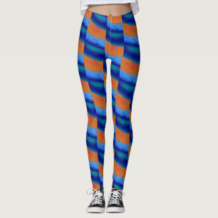 Legging Padrão abstrato azul de onda curva
