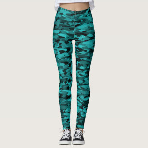 Legging Padrão Abstrato Azul-marinho Preto