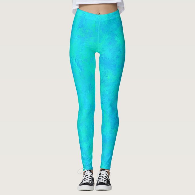 Legging Padrão Abstrato Azul Turquesa (Frente)