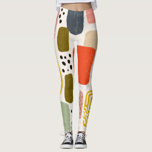 Legging Padrão Abstrato Boho Moderno em Aquarela Colorid