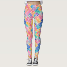Legging Padrão Abstrato de Aquarela Arco-Íris Artístico da