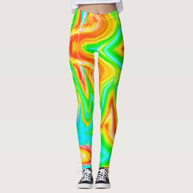 Legging Padrão Abstrato de cor brilhante (Frente)