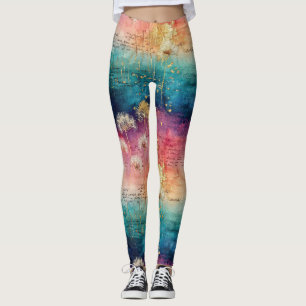 Legging Padrão Abstrato de Dente-de-Leão Vintage (1)