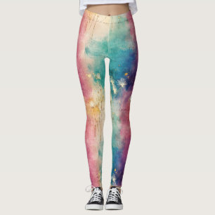 Legging Padrão Abstrato de Dente-de-Leão Vintage (4)