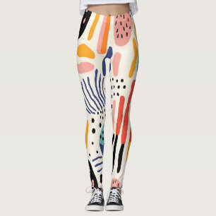 Legging Padrão Abstrato de Formas Orgânicas Memphis