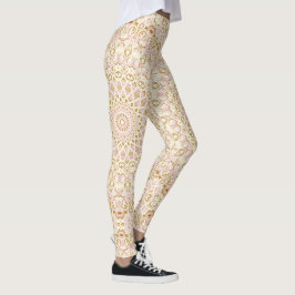 Legging Padrão Abstrato de Mandala Rosa Dourado