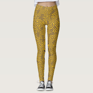 Legging Padrão Abstrato Divertido: Pontos Navy em Fundo Am