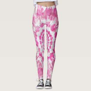 Legging Padrão Abstrato Espiral com Tie-Dye Rosa