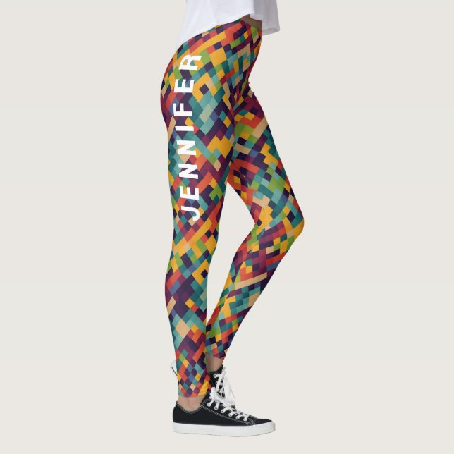 Legging Padrão Abstrato Geométrico Colorido da Moda (Direita)