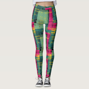 Legging Padrão Abstrato Grunge com Formas Geométricas (2)