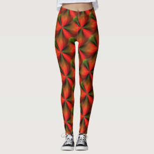 Legging Padrão abstrato Laranja E Verde