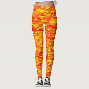 Legging Padrão Abstrato Laranja Vermelho Amarelo