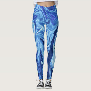 Legging Padrão abstrato líquido azul