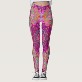 Legging Padrão abstrato Magenta Rosa, Azul e Vermelho do G