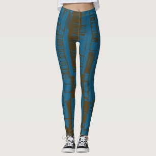 Legging Padrão abstrato moderno azul e marrom