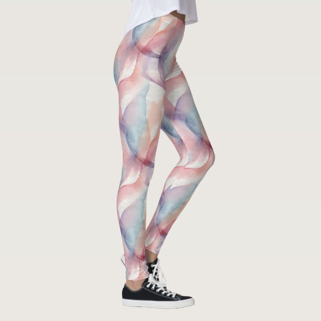 Legging Padrão Abstrato Pastel Aquarela Suave (Direita)