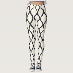 Legging Padrão Abstrato Preto Bege