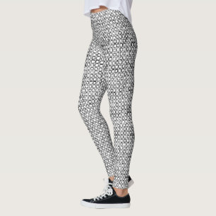 Legging Padrão abstrato preto desenhado à mão